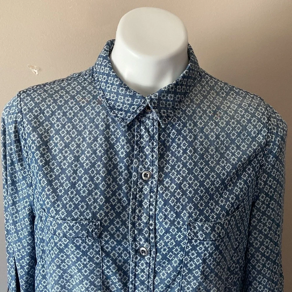 Max Jeans Women’s Chambray Long Sleeve Midi Shirt Dress Size Medium